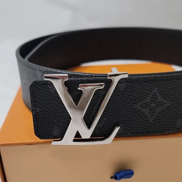 Louis Vuitton Black Monogram LV Initiales Belt with Silver Buckle - Picture 2 of 4